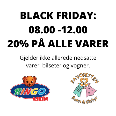 BLACK FRIDAY 08.00 -12.00 20% PÅ ALLE VARER
